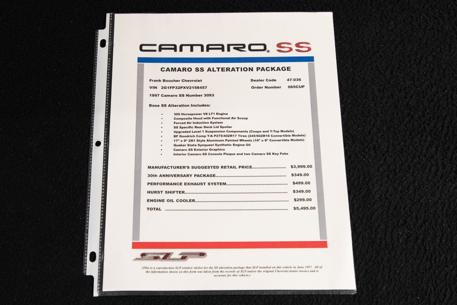 1997 chevrolet camaro ss 30th anniversary edition