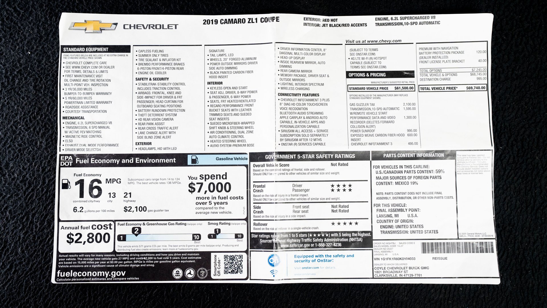 For Sale 2019 Chevrolet Camaro
