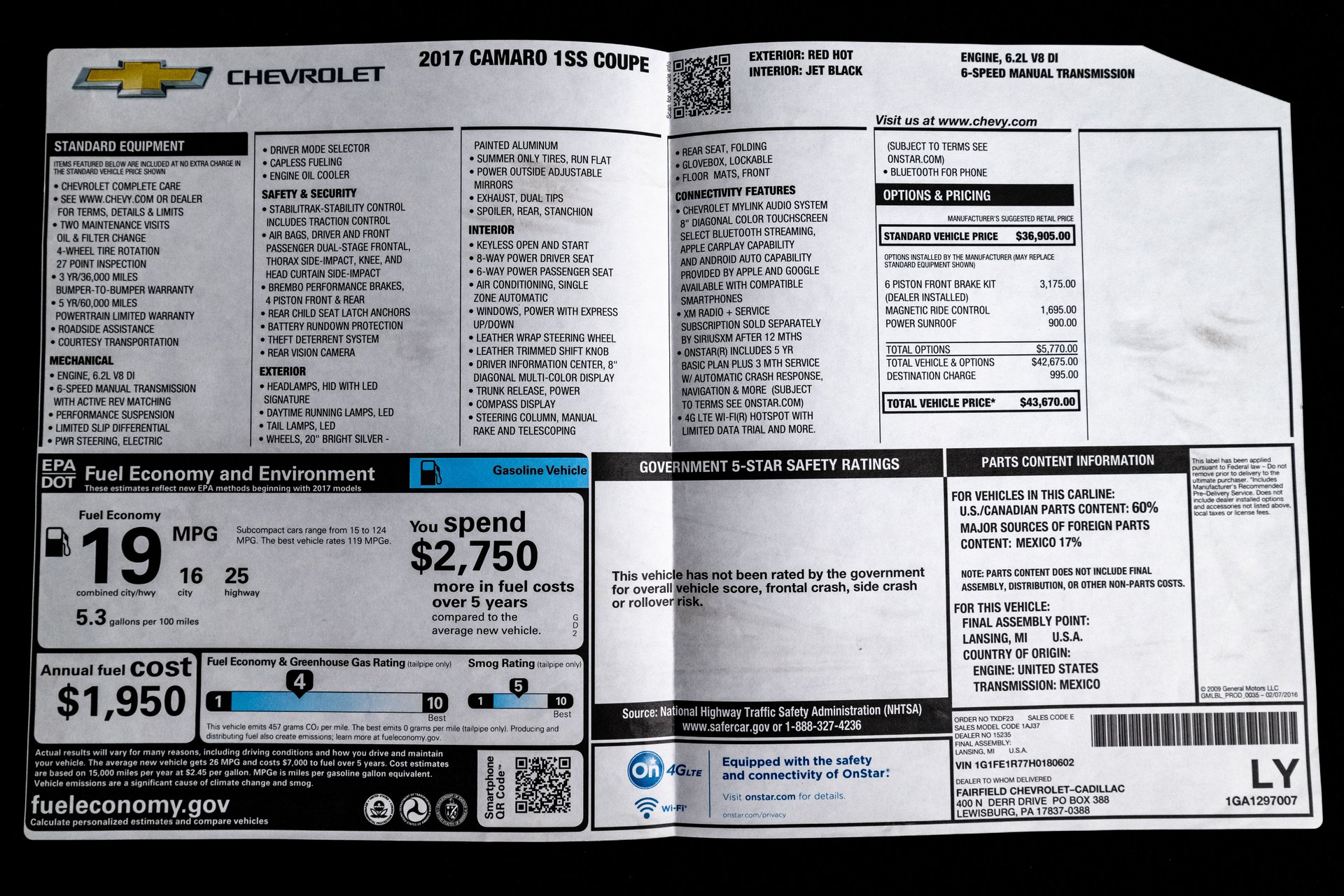 For Sale 2017 Chevrolet Camaro