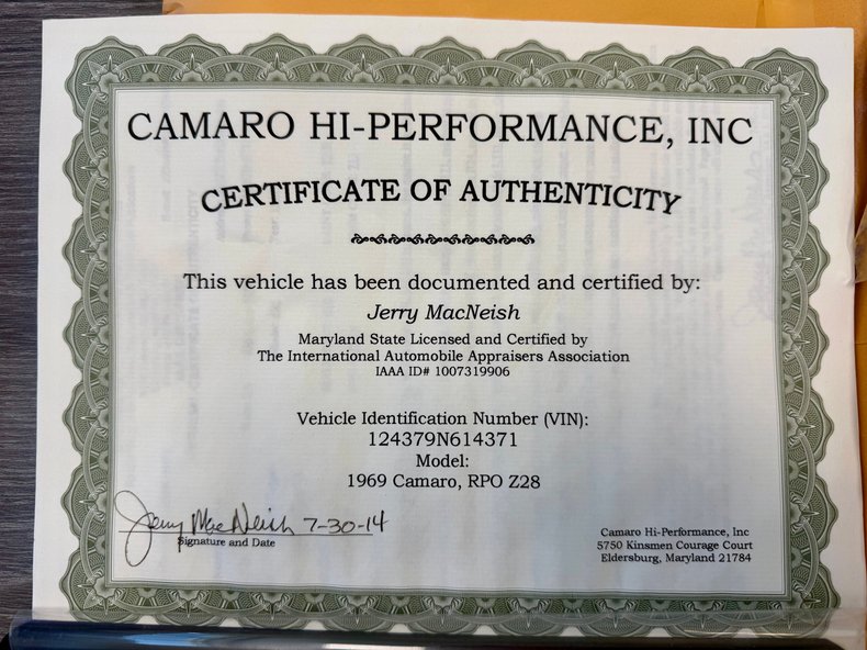 For Sale 1969 Chevrolet Camaro Z28