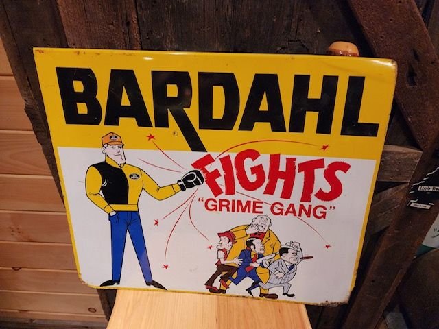  1960s Bardahl Oil Grime Fighter Tin Sign