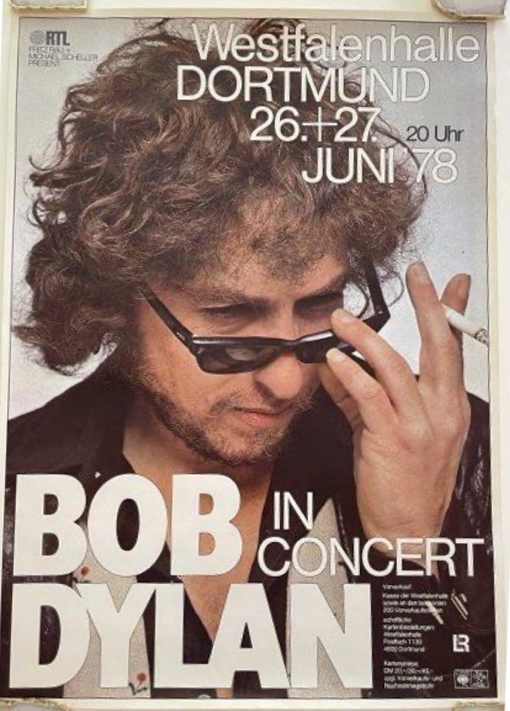  Original Rare Bob Dylan Germany Concert Poster