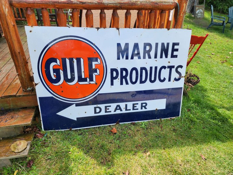  1950s Gulf Marine Porcelain Sign