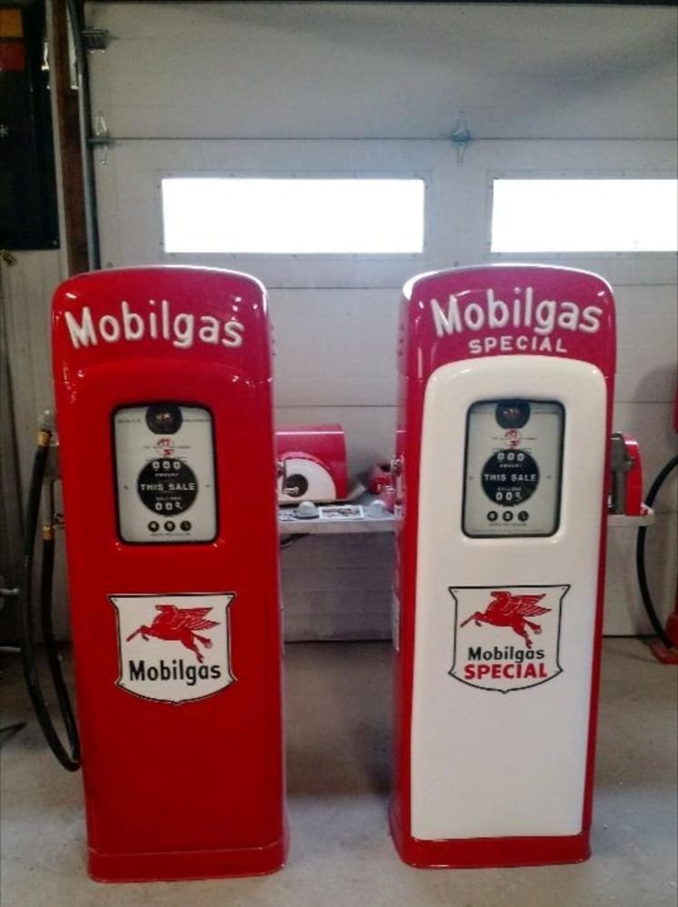  1950s MS 80 Mobil & Mobil Gas Pumps