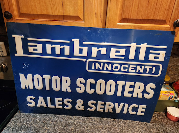  1950s Lambretta Scooter Sales & Service Tin Sign