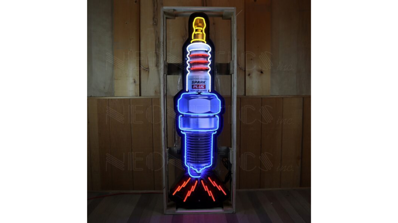  Spark Plug Neon Sign In Shaped Steel Can