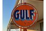 Original Gulf porcelain sign in 30's ornate style pole