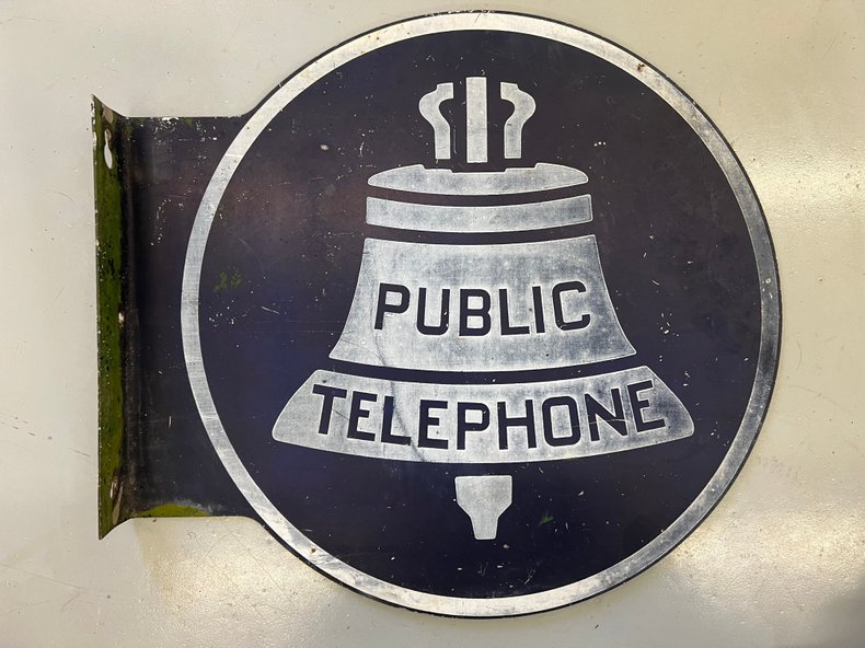 Wall mounted “Pubic Telephone” double sided sign