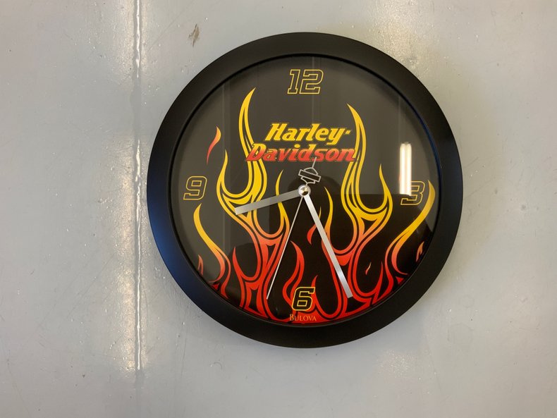 Harley-Davidson Bulova Clock with Flames 11 Inch