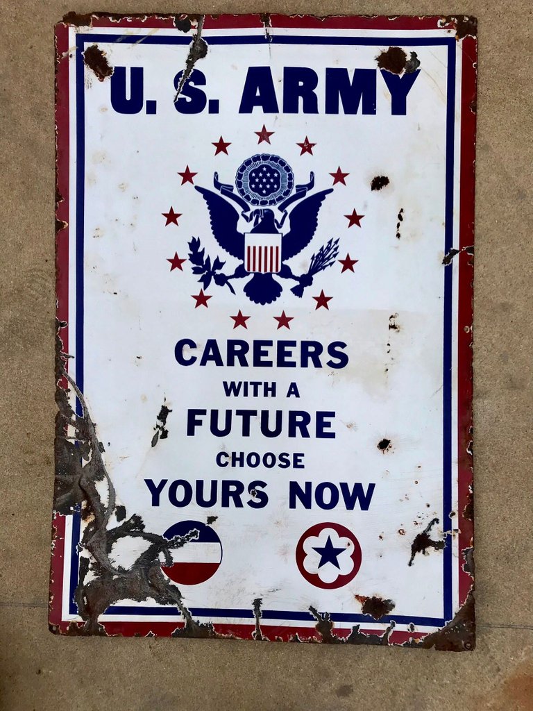 Rare Porcelain double sided Army / Air-Force Career sign