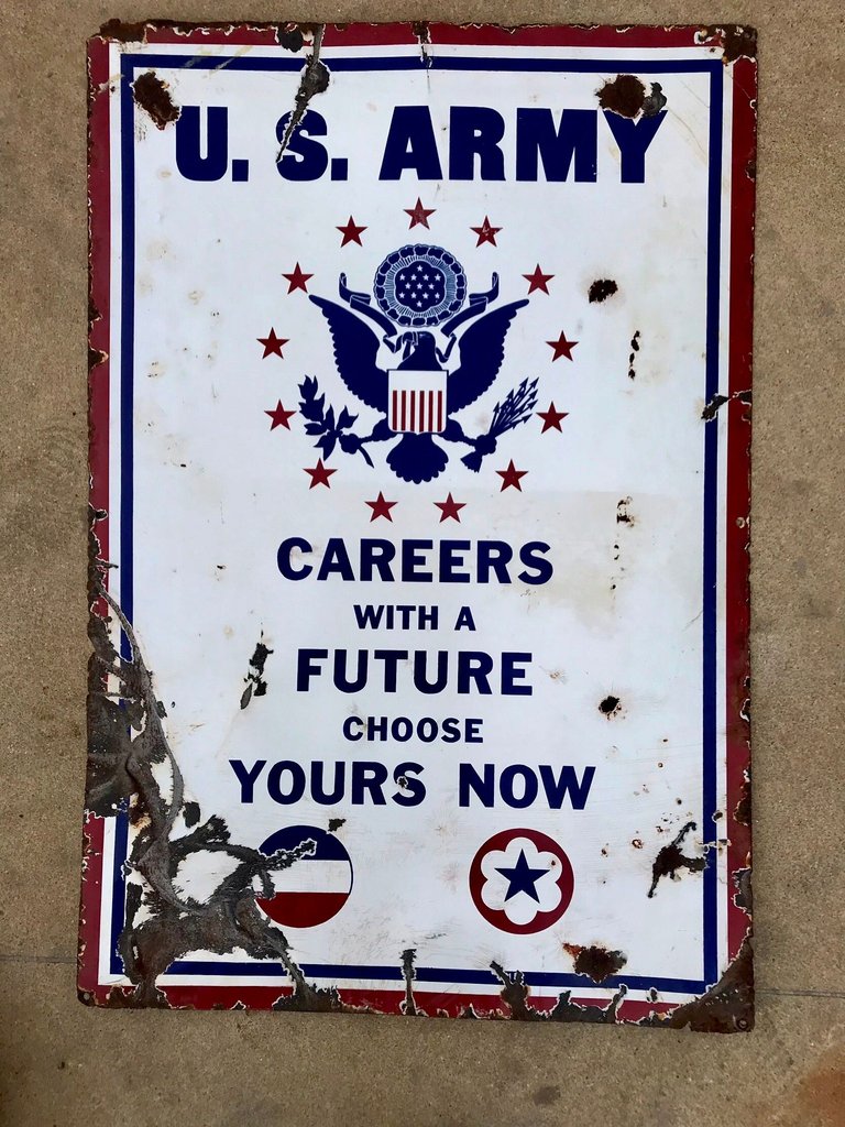Rare Porcelain double sided Army / Air-Force Career sign | Street Dreams