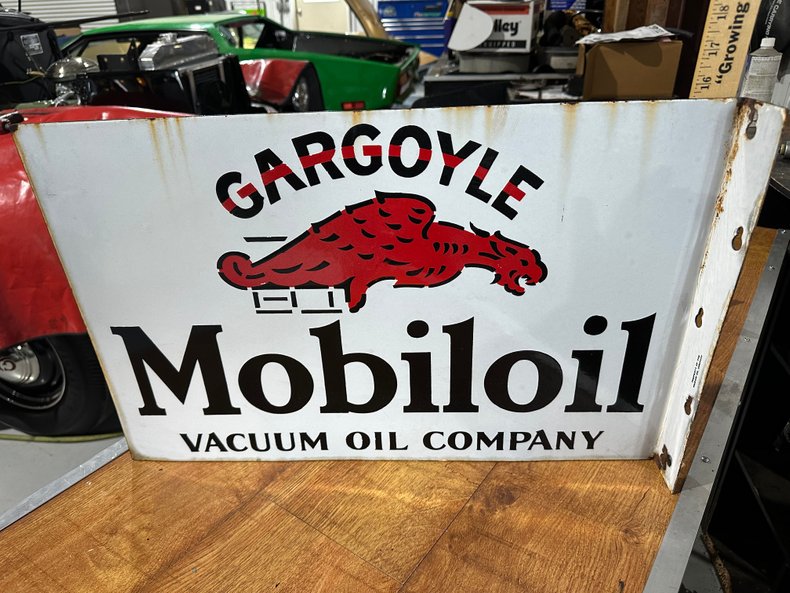 Mobiloil Gargoyle Double Sided Flange Sign