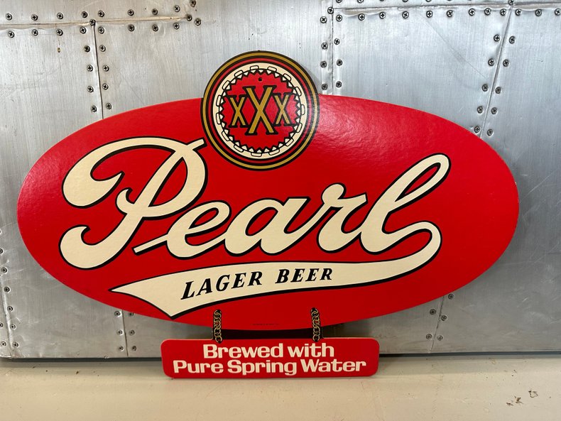 1970s Pearl Beer Cardboard Sign