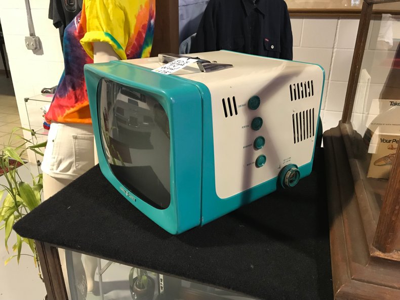 Way cool 50's turquoise portable TV GE