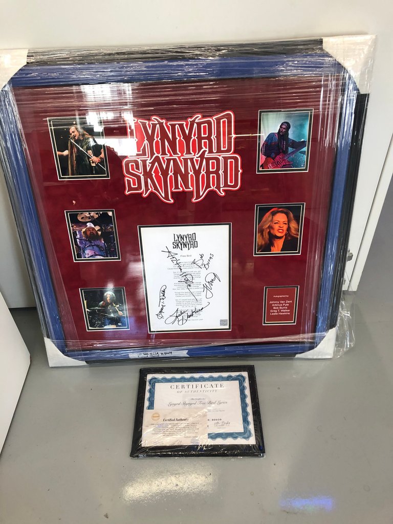 Framed Signed Lynyrd Skynyrd Lyrics to Free Bird