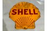 ORIGINAL DOUBLE SIDED RARE SHELL PORCELAIN SIGN LARGE