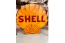 ORIGINAL DOUBLE SIDED RARE SHELL PORCELAIN SIGN LARGE