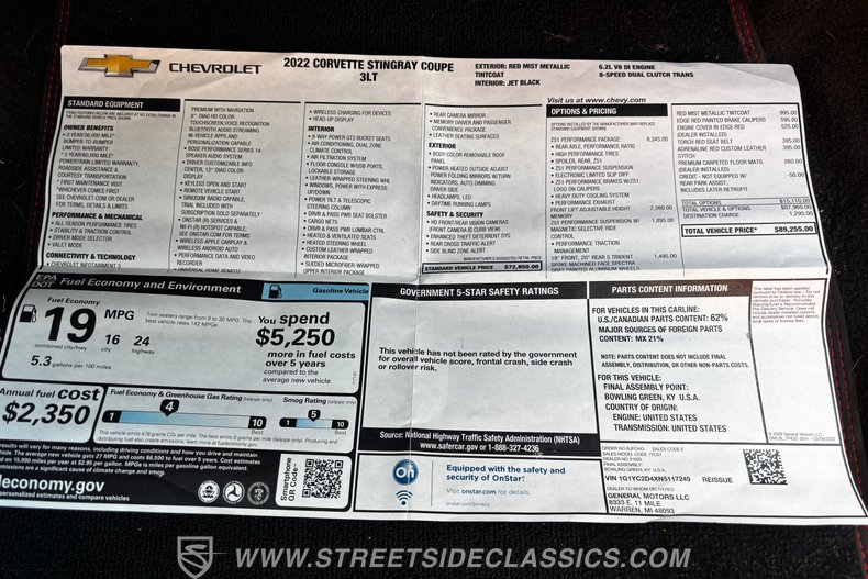 For Sale 2022 Chevrolet Corvette Stock# 8515-DFW Fullscreen Grid Image 127