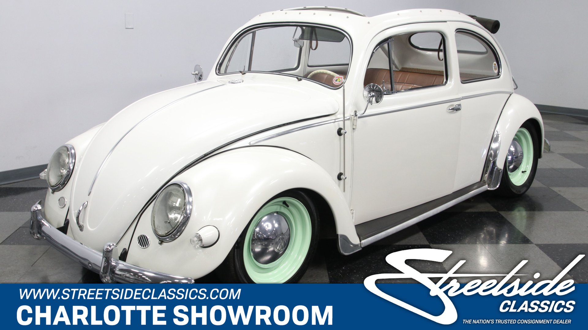1957-1963 VW Beetle Ragtop - Round Corners - White Pinpoint Vinyl