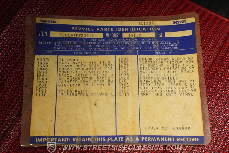 For Sale 1977 GMC C1500 Stock# 9847-CHA Fullscreen Grid Image 75