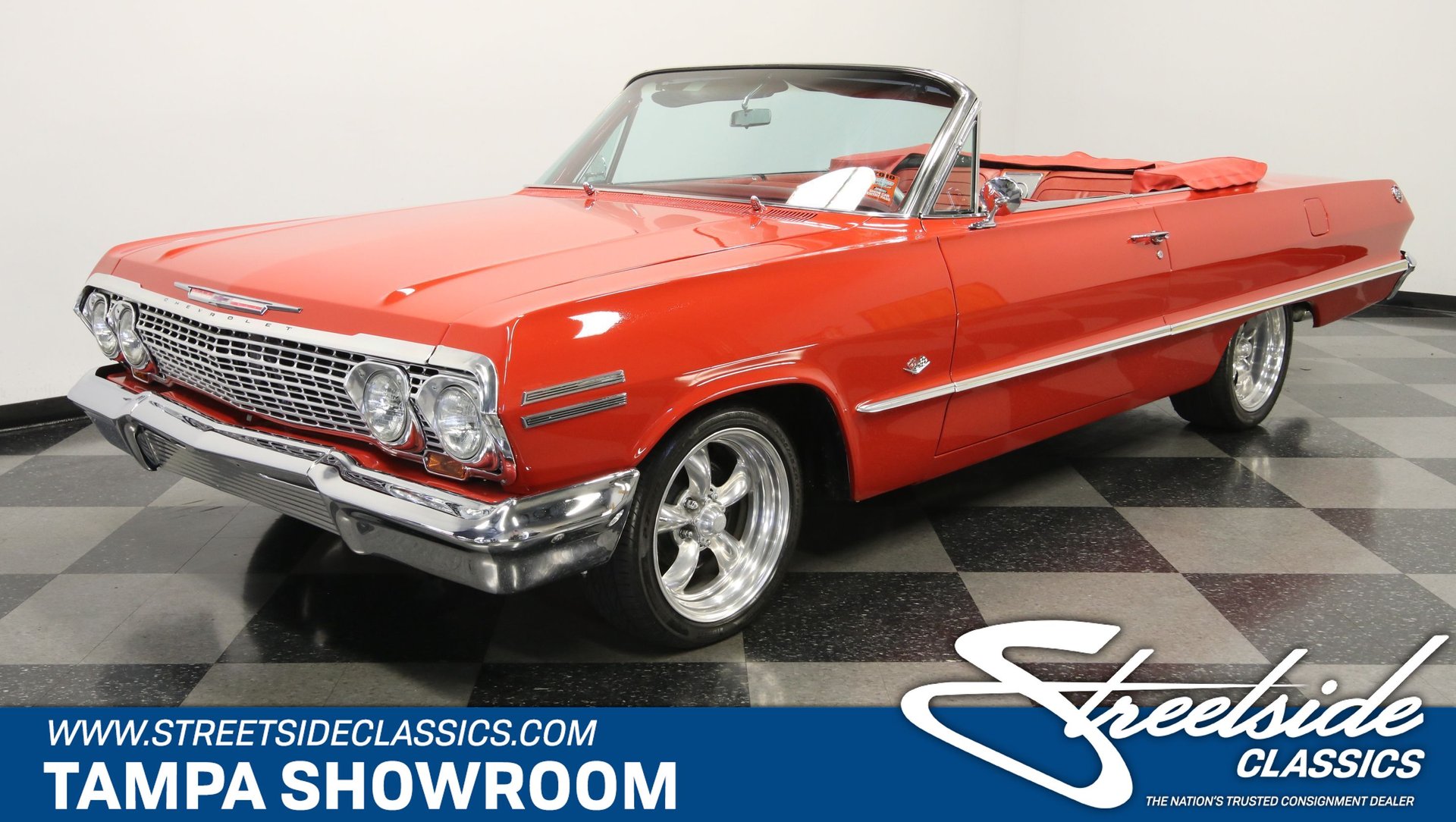 Old Print Red/White 1963 Chevrolet Impala Convertible Esquire Hardtop 