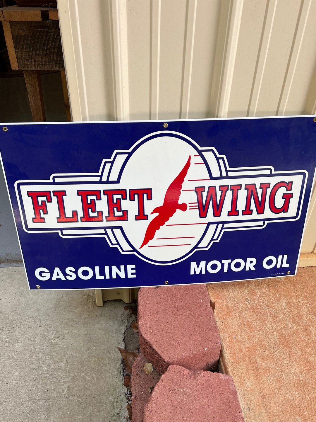 Auction  Collectible Item Fleet Wing Gasoline Motor Oil Sign