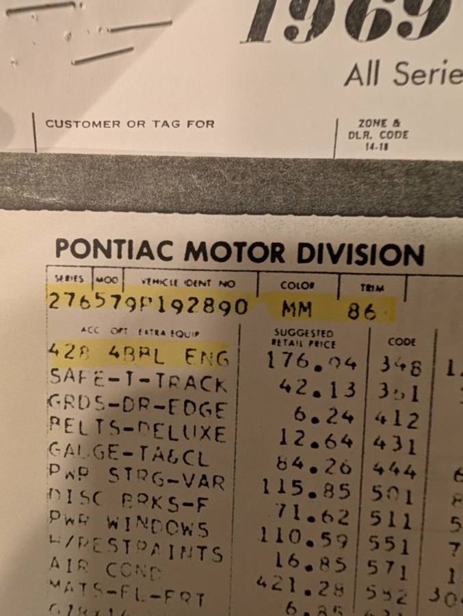 For Sale 1969 Pontiac Grand Prix Model J