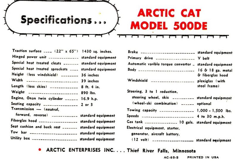 1965 Arctic Cat 500 D E
